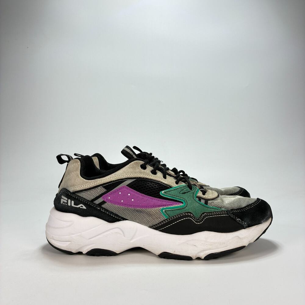 FILA Trail Tracer Black White Green Casual Lifestyle Sneakers Shoes Mens Size 10
